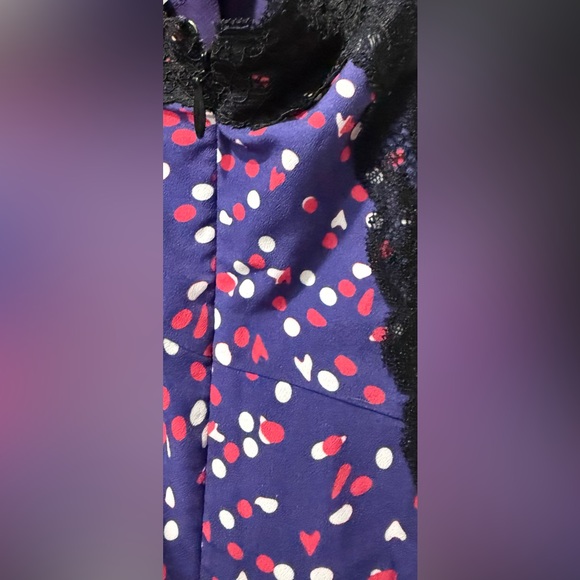 KOCHÉ COLLECTIVE Purple / Black Lace Trim Dot Romantic Slip Dress 36 /‎ 4 $364 - Picture 8 of 9